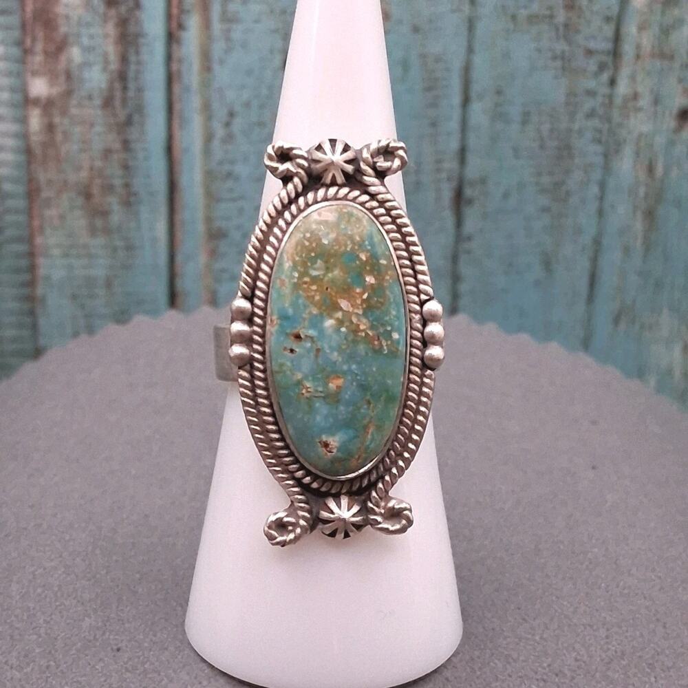Rare Dry Creek Turquoise Ring Size 4-8 Men or Women Sterling Silver Southwestern
